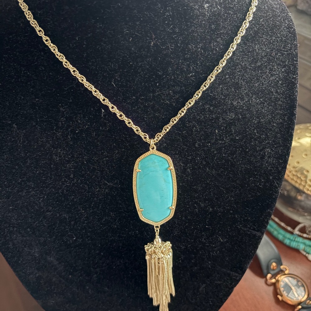 Kendra Scott Gold Necklace with Turquoise Pendant